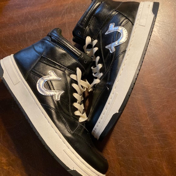 True Religion Other - True Religion Black and White and Silver Hightop Sneakers